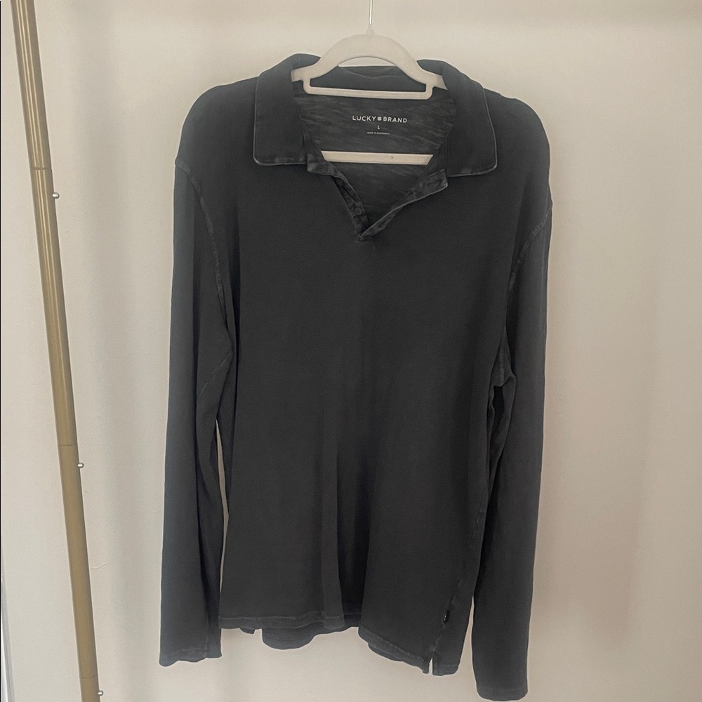 Lucky Brand Men's Long Sleeve Polo - Black